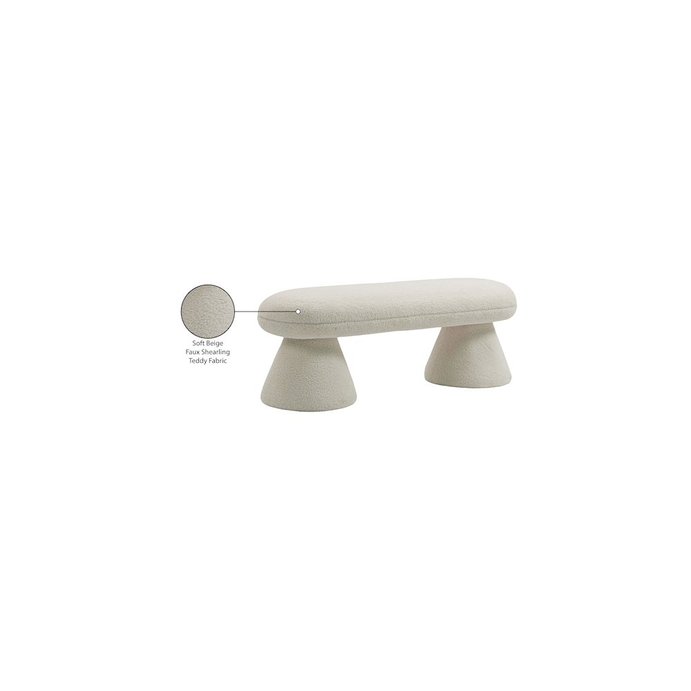 Drum Beige Faux Shearling Teddy Fabric Bench