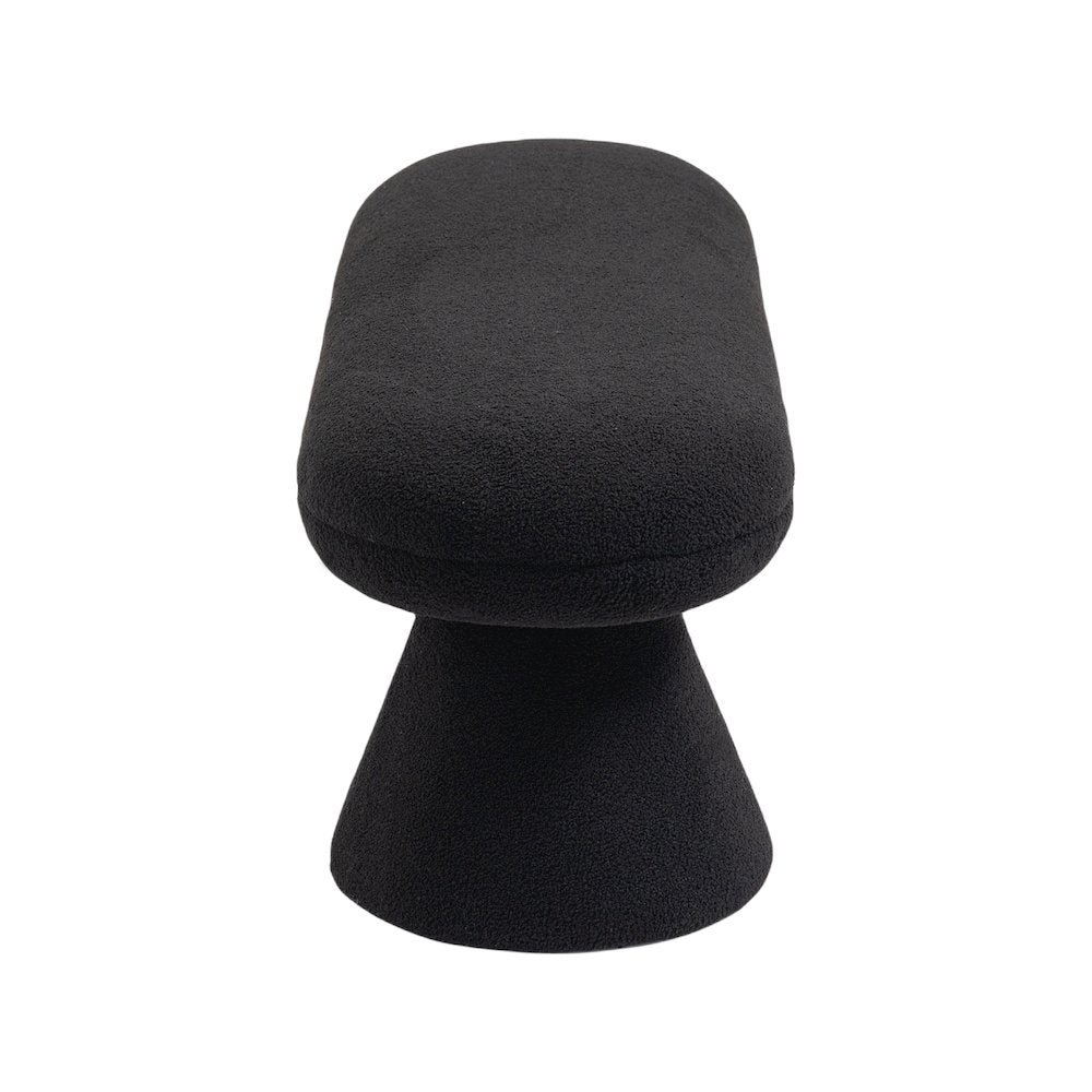 Drum Black Faux Shearling Teddy Fabric Bench