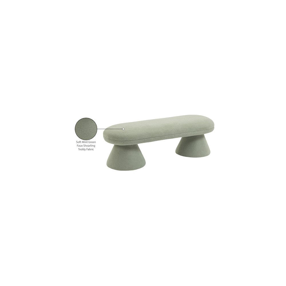 Drum Mint Faux Shearling Teddy Fabric Bench