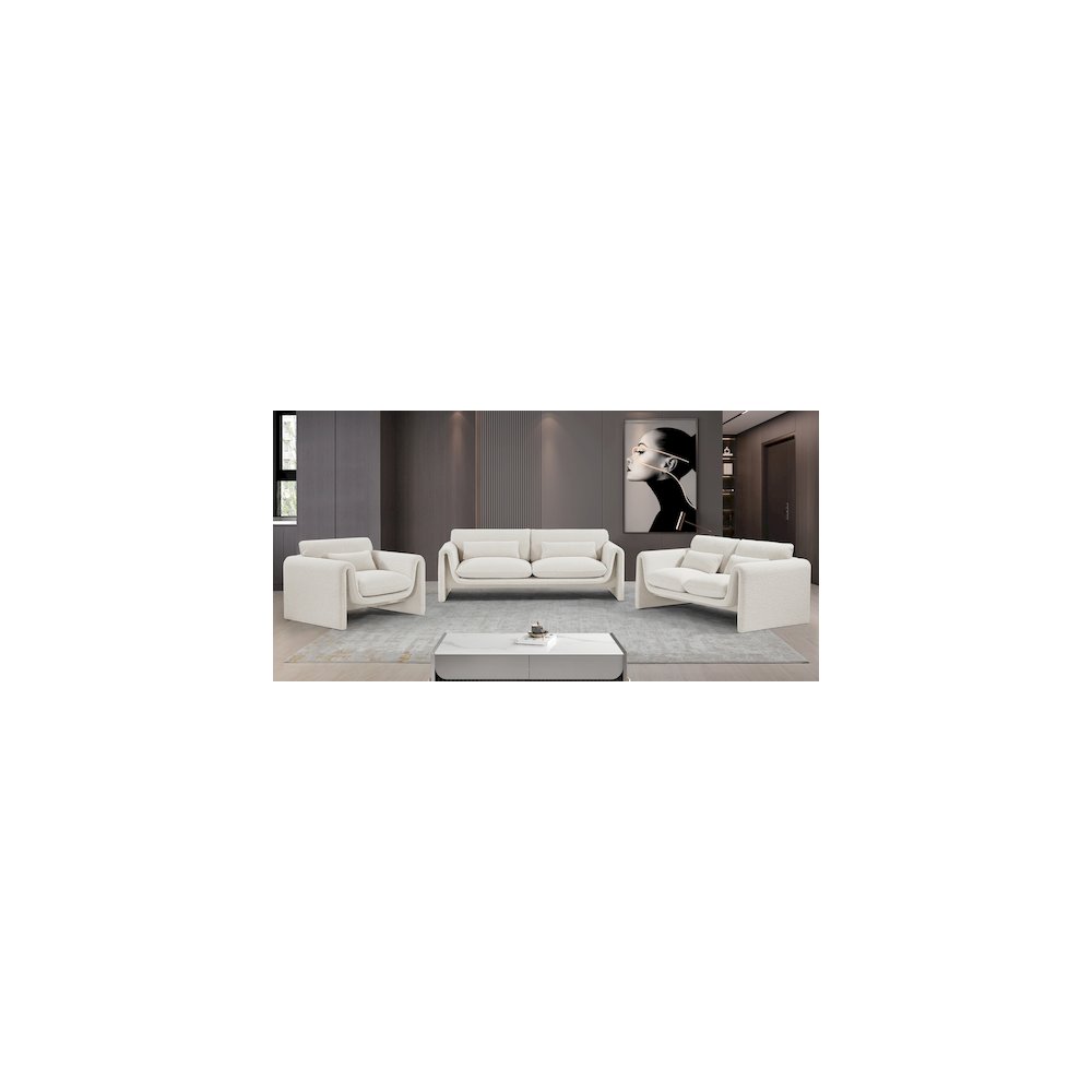 Stylus Cream Boucle Fabric Loveseat