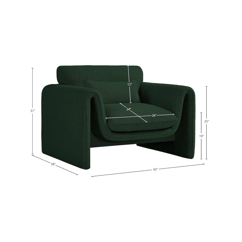 Stylus Green Boucle Fabric Chair