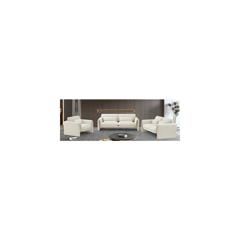 Sloan Cream Velvet Fabric Chair