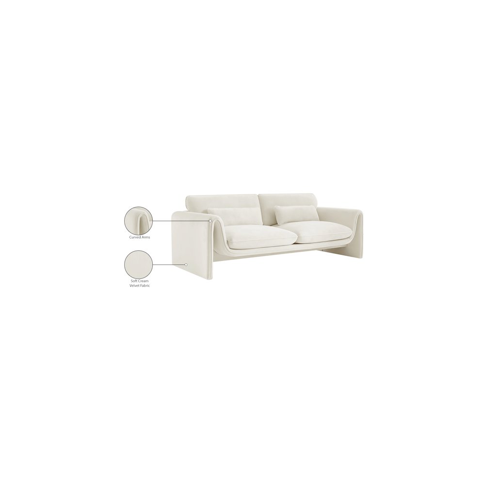 Sloan Cream Velvet Fabric Sofa