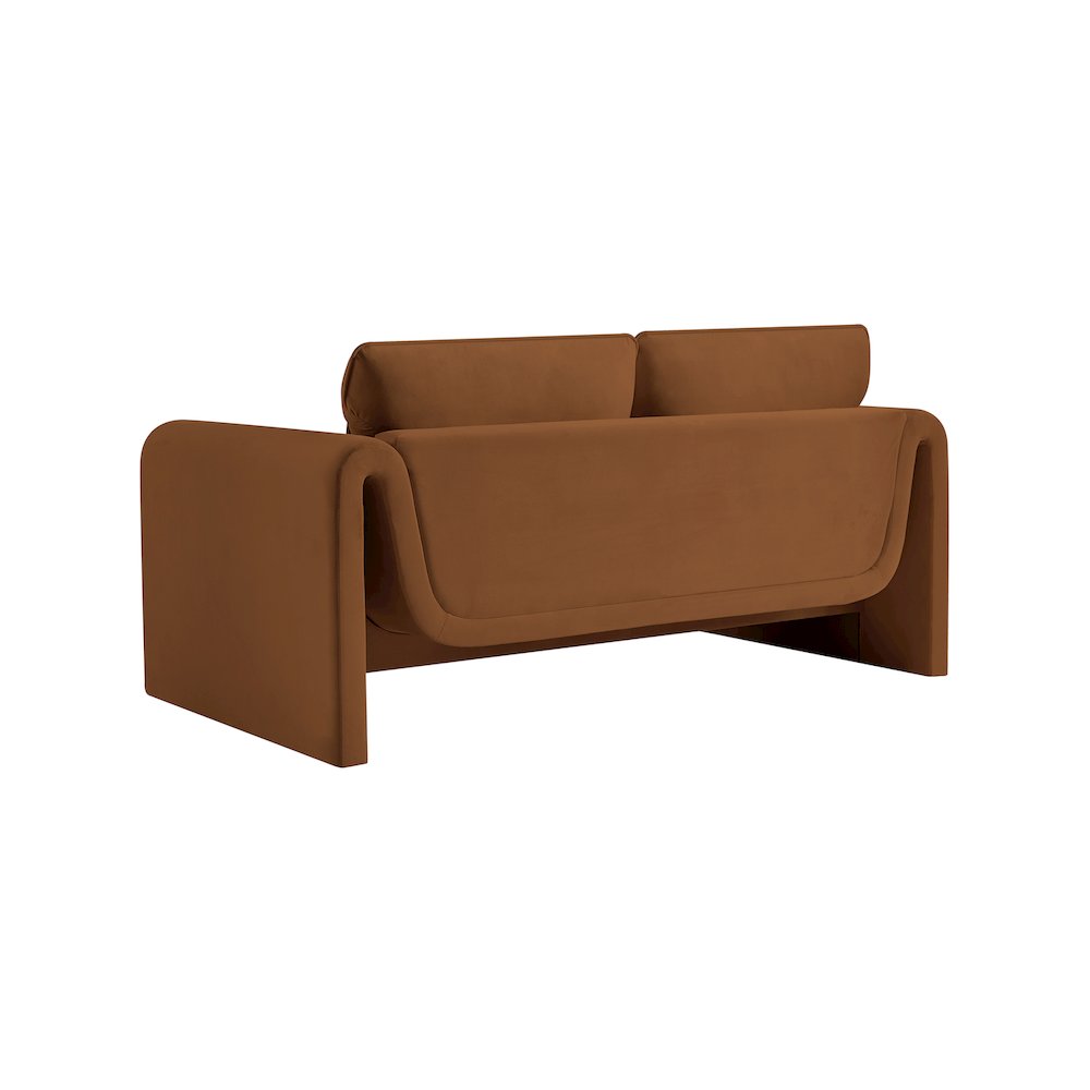Sloan Saddle Velvet Fabric Loveseat
