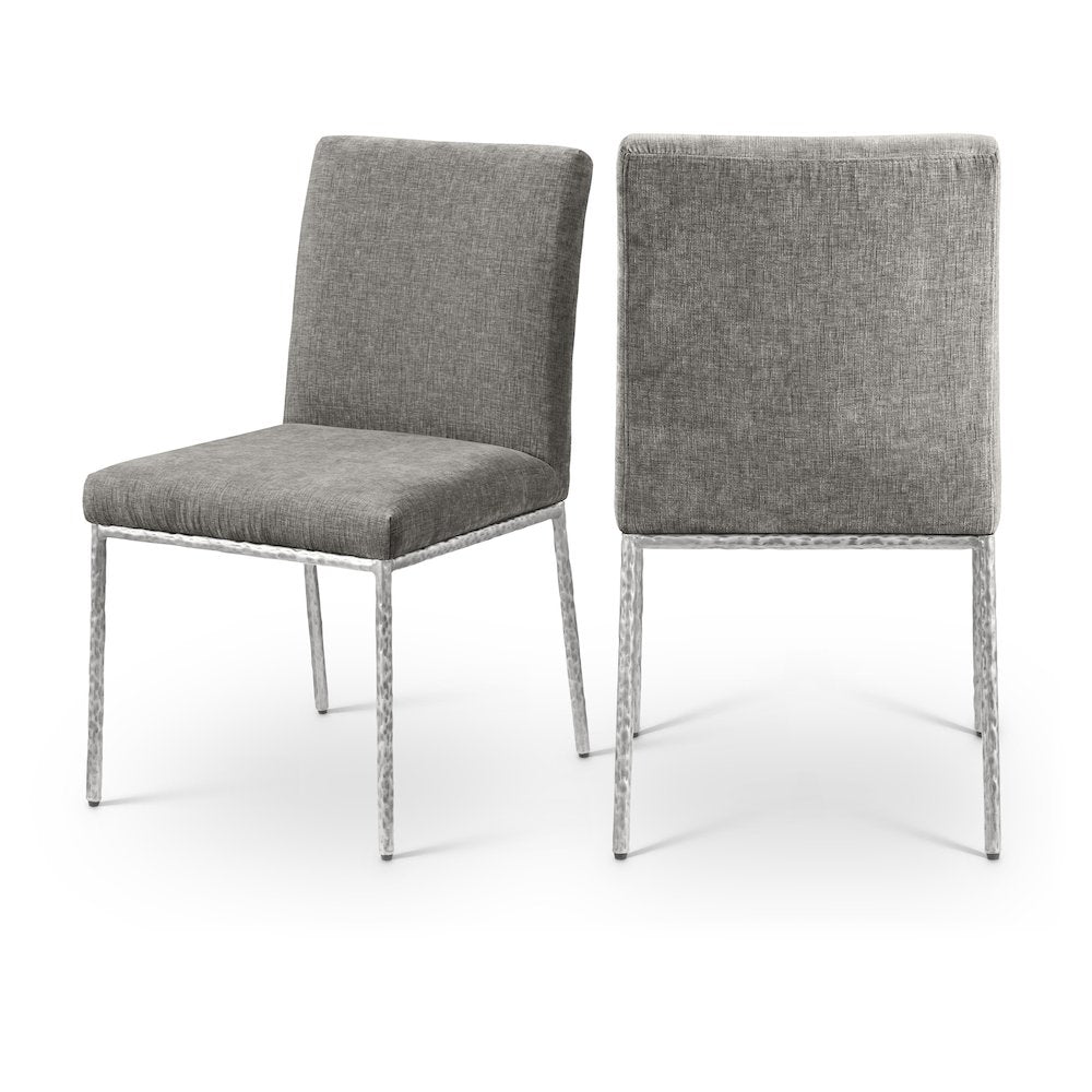 Reeves Grey Chenille Fabric Upholstered Dining Side Chair, Set of 2
