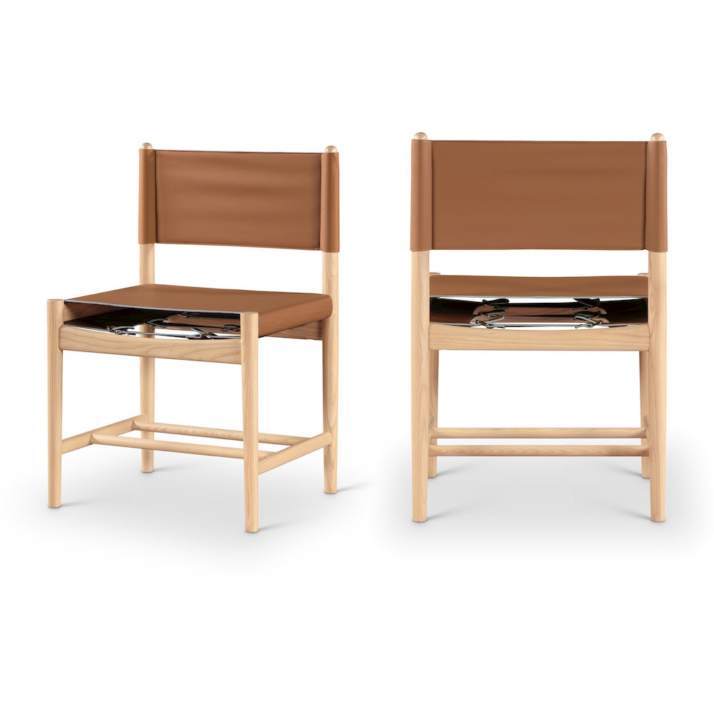 Rawlins Cognac Vegan Leather Upholstered Dining Chair, Set of 2