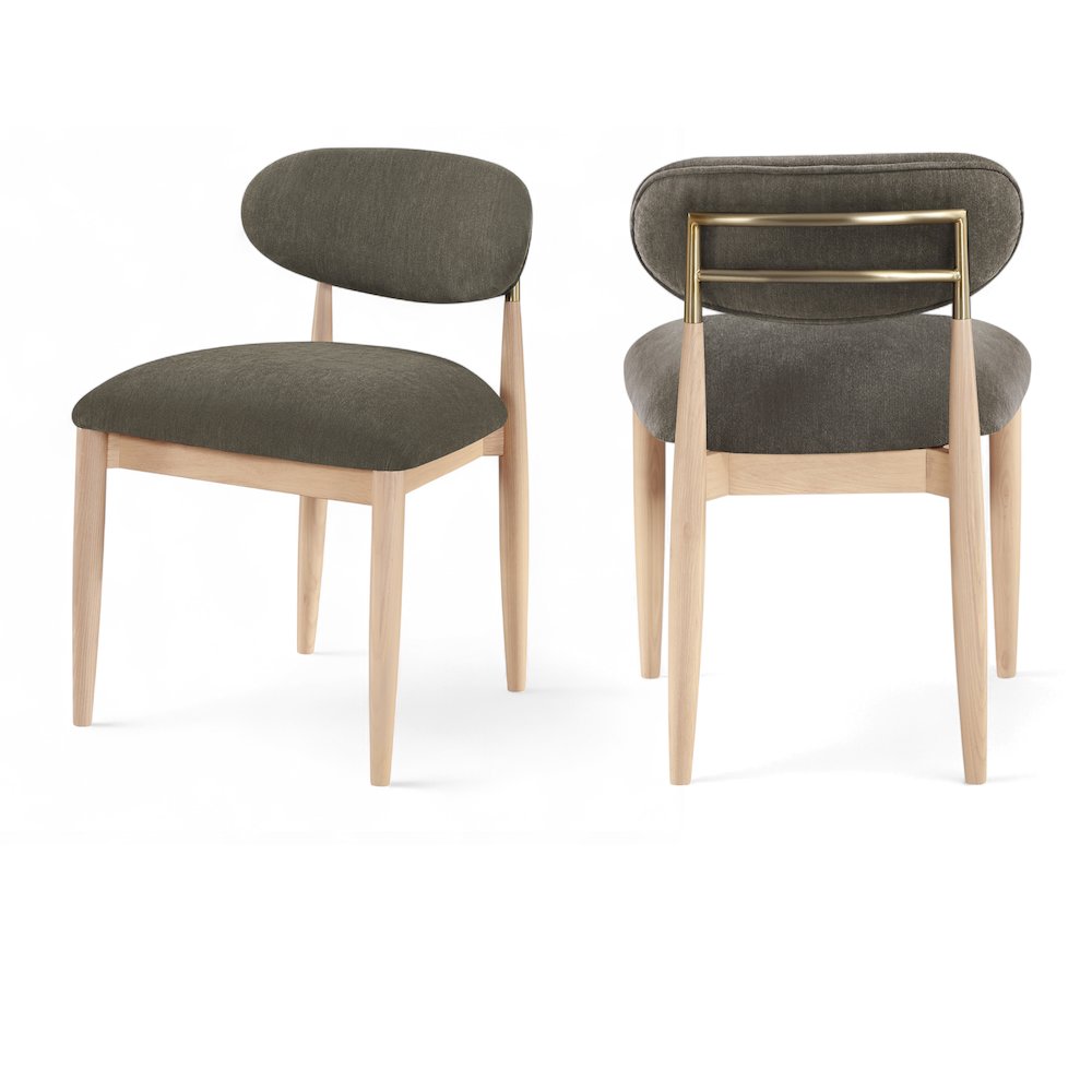 Riccio Brown Performance Fabric Upholstered Dining Side Chair, Set of 2