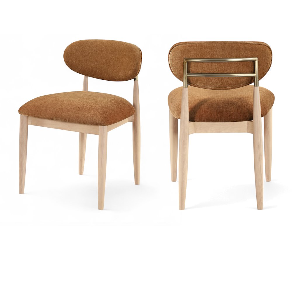 Riccio Cognac Performance Fabric Upholstered Dining Side Chair, Set of 2