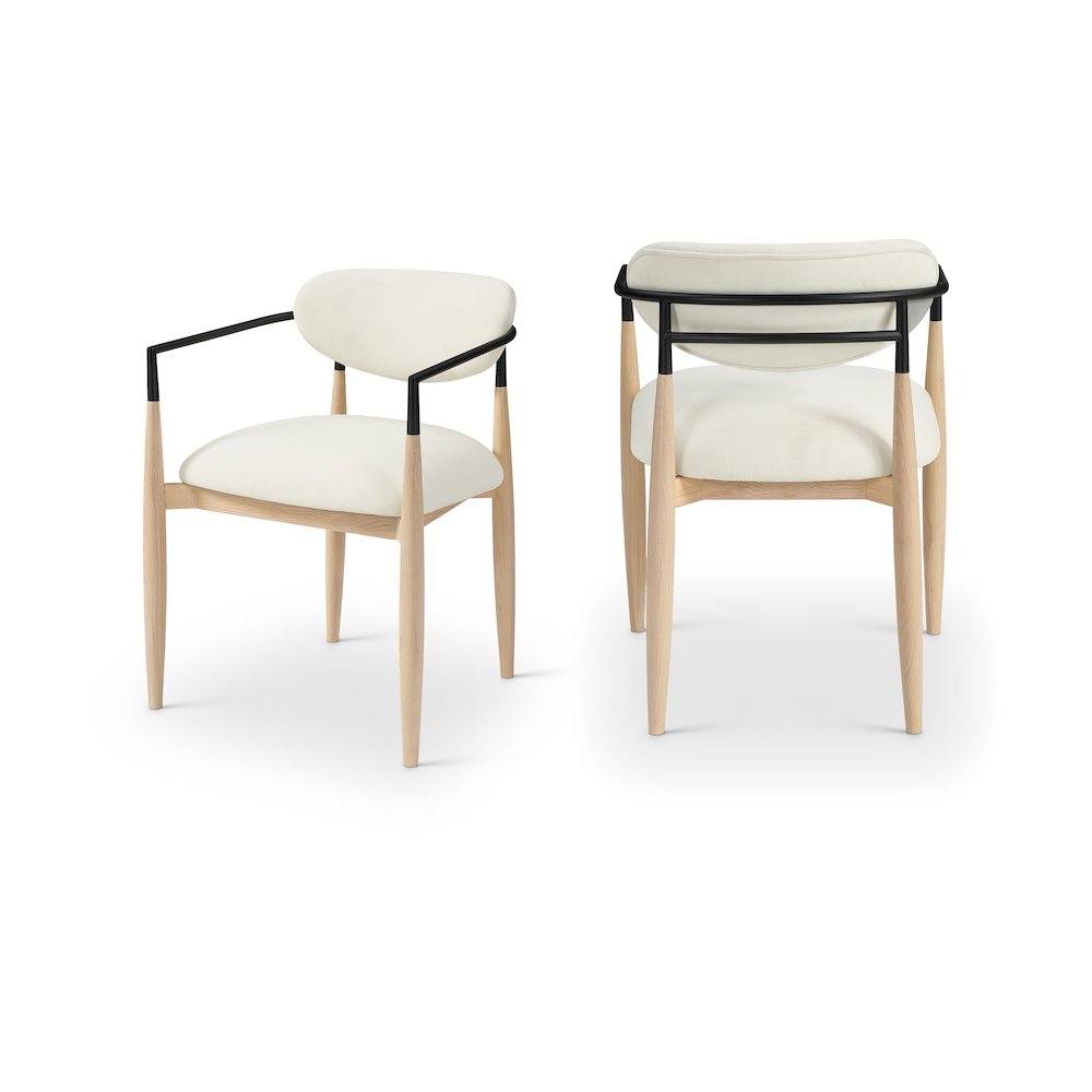 Riccio Cream Performance Fabric Upholstered Dining Arm Chair, Set of 2