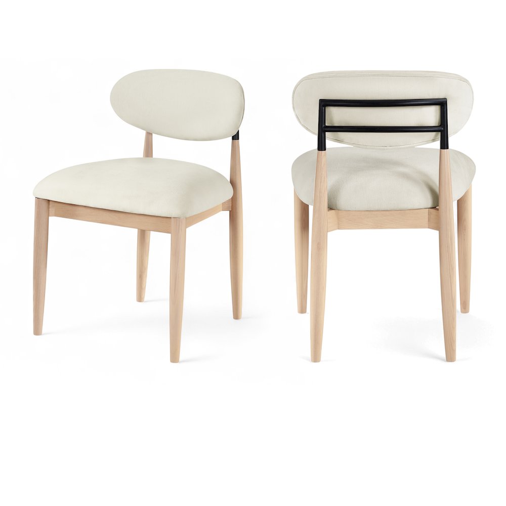 Riccio Cream Performance Fabric Upholstered Dining Side Chair, Set of 2