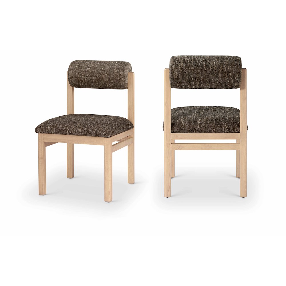 Roundhill Brown Linen Textured Fabric Upholstered Dining Chair, Set of 2