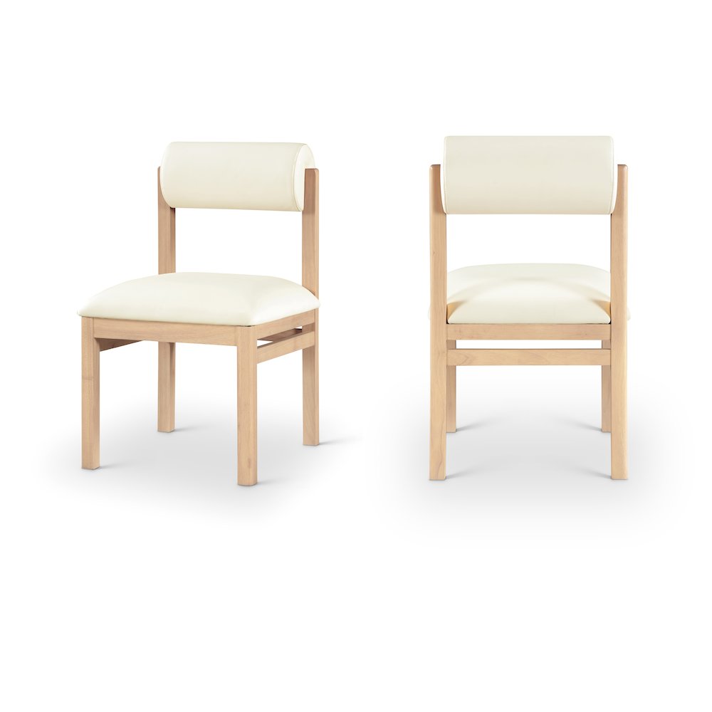 Roundhill Cream Vegan Leather Upholstered Dining Chair, Set of 2