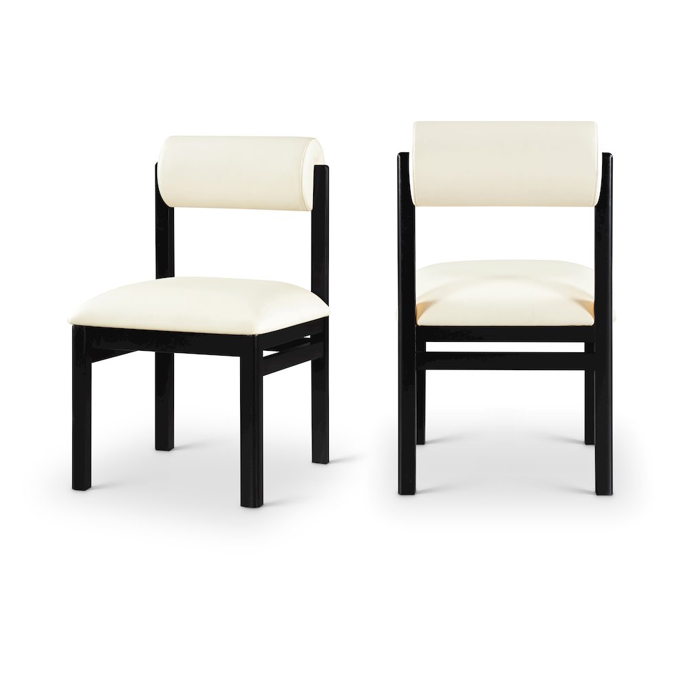 Roundhill Cream Vegan Leather Upholstered Dining Chair, Set of 2