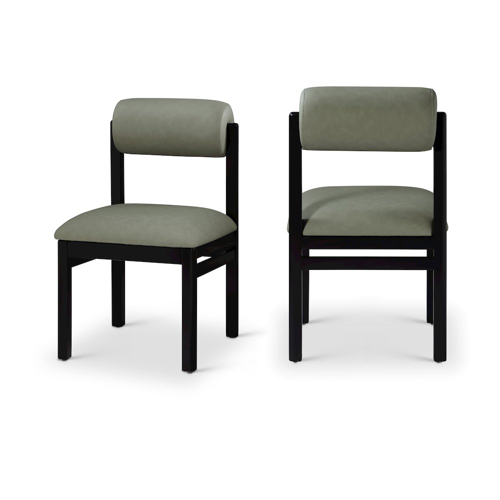 Roundhill Green Vegan Leather Upholstered Dining Chair, Set of 2