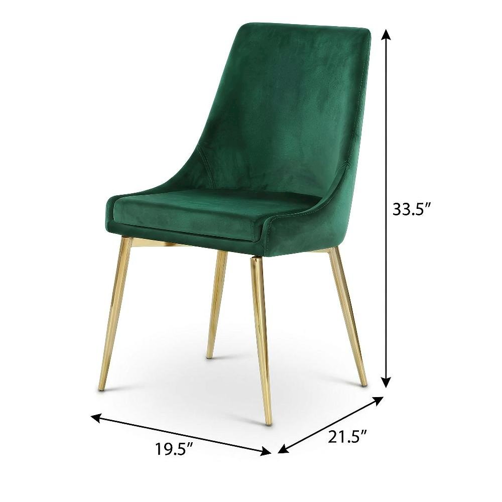 Gold Velvet Dining Chairs Set of 2 with Cushioned Seat and Contemporary Design