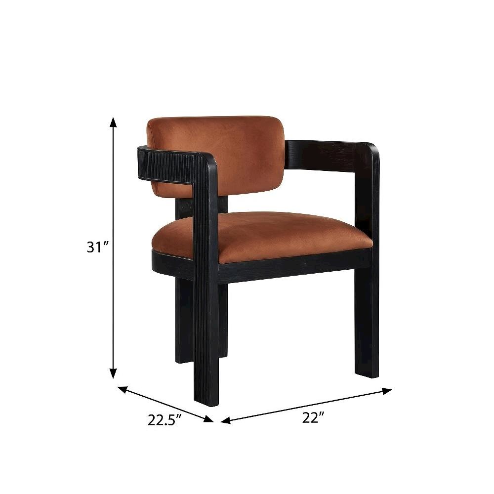 Black Velvet Dining Chairs Set of 2 with Armrests and Art Deco Style