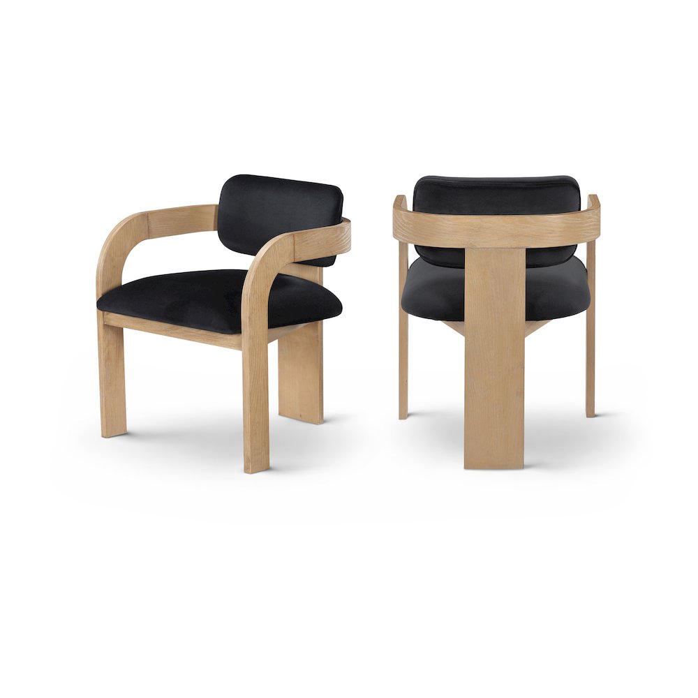 Cedra Black Velvet Performance Fabric Upholstered Dining Chair, Set of 2