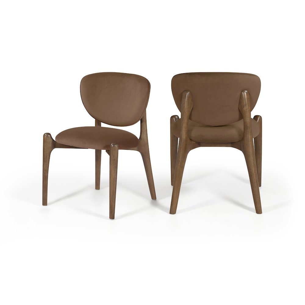 Velora Brown Velvet Performance Fabric Upholstered Dining Chair, Set of 2