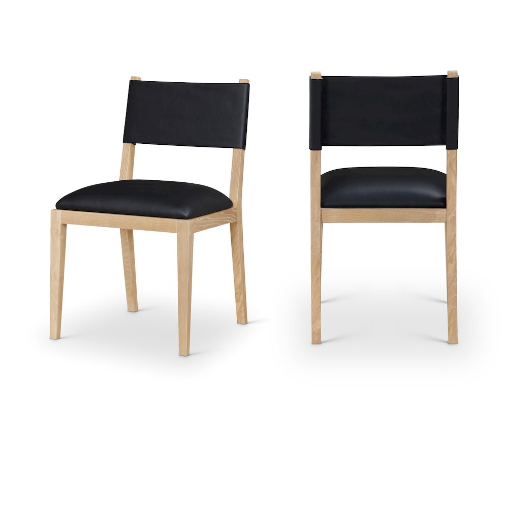 Avon Black Vegan Leather Dining Side Chair, Set of 2
