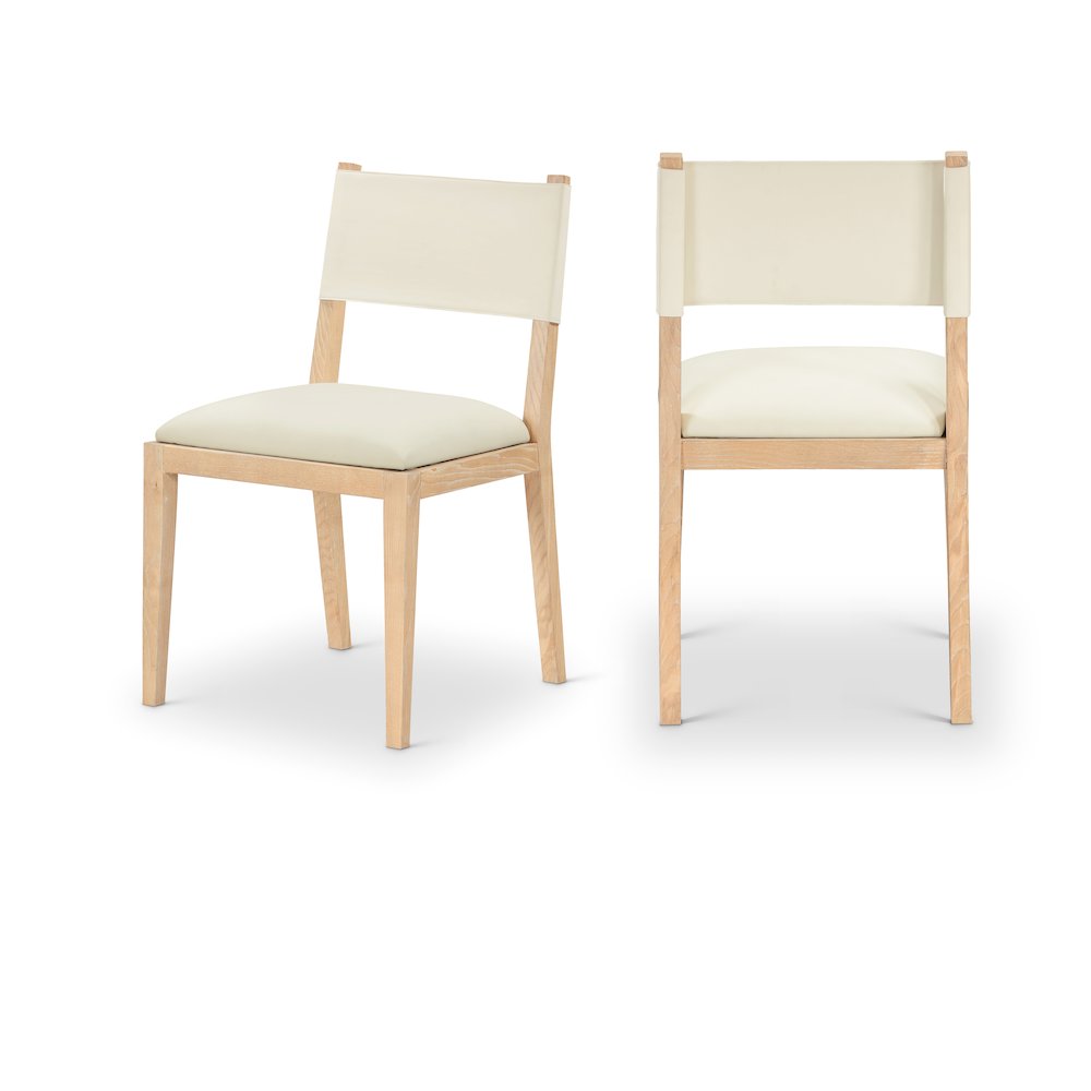 Avon Cream Vegan Leather Dining Side Chair, Set of 2