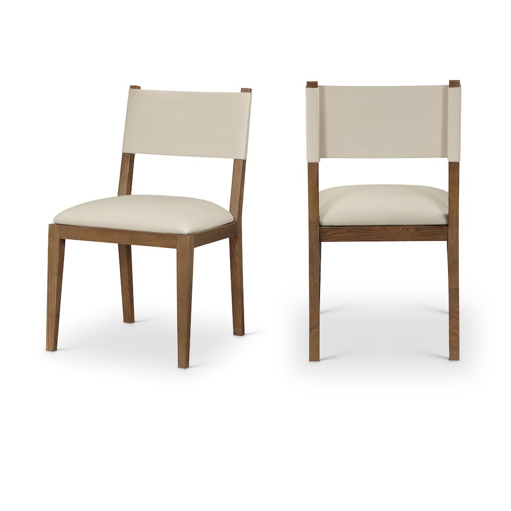 Avon Beige Vegan Leather Dining Side Chair, Set of 2