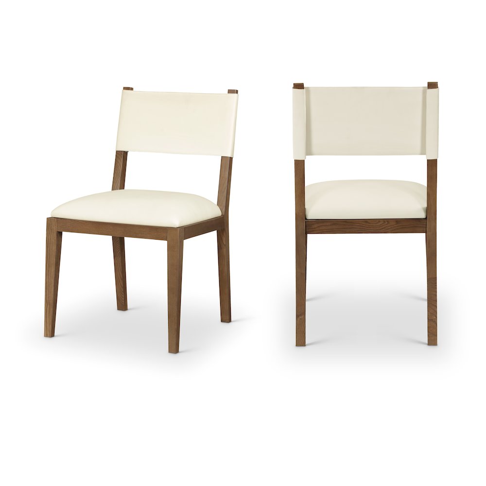 Avon Cream Vegan Leather Dining Side Chair, Set of 2