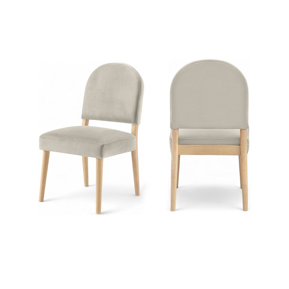 Varinelle Cream Velvet Upholstered Dining Chair, Set of 2