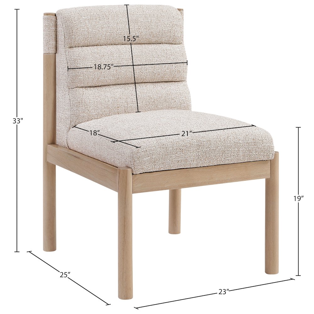 Eloura Beige Linen Textured Fabric Upholstered Dining Chair, Set of 2
