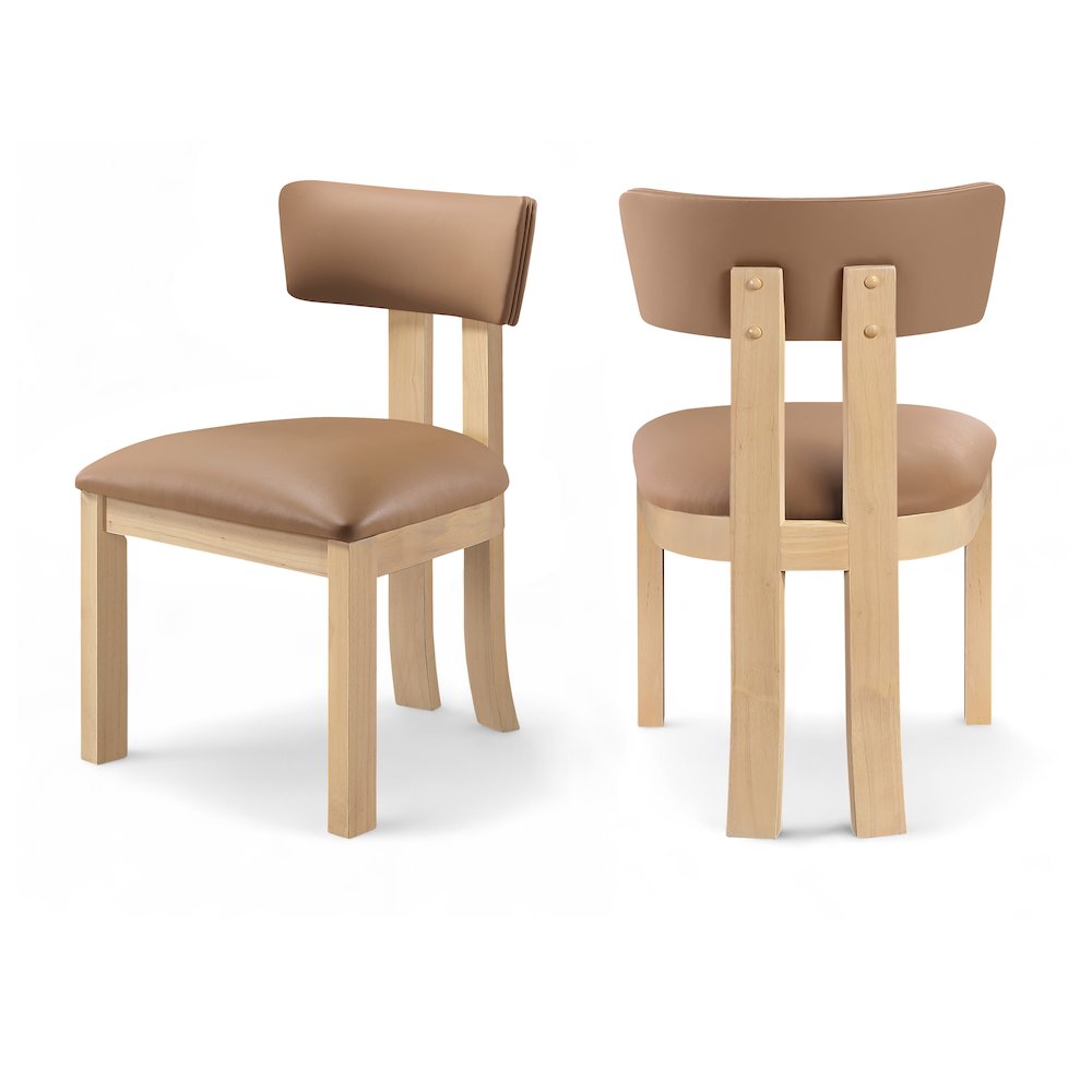 Lavrin Cognac Vegan Leather Upholstered Dining Side Chair, Set of 2