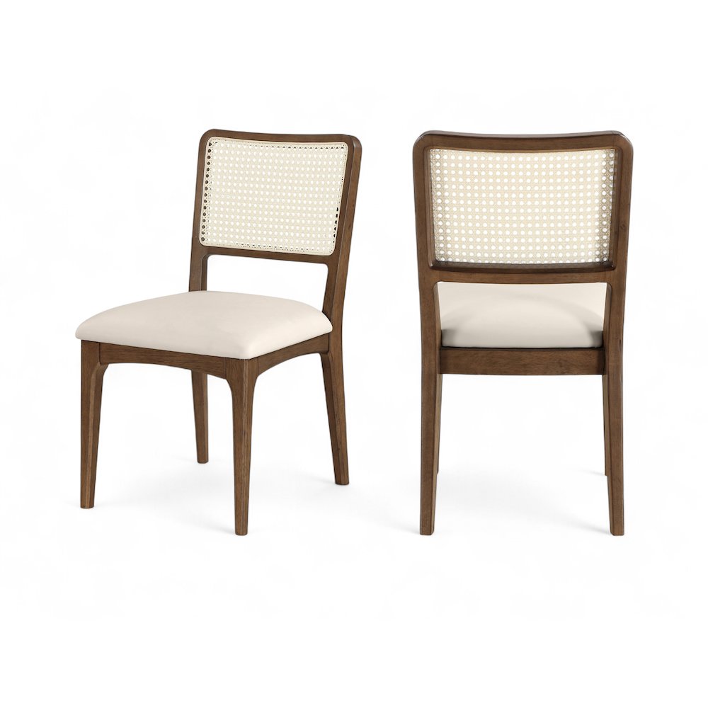 Atrium Cream Vegan Leather Upholstered Dining Chair, Set of 2