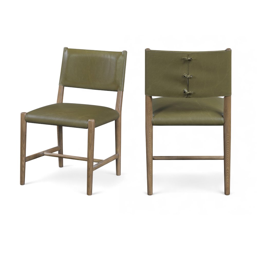 Andie Olive Vegan Leather Upholstered Dining Chair, Set of 2