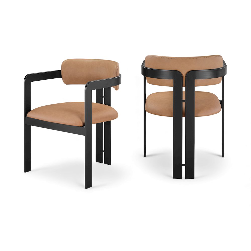 Aurum Cognac Vegan Leather Upholstered Dining Chair, Set of 2