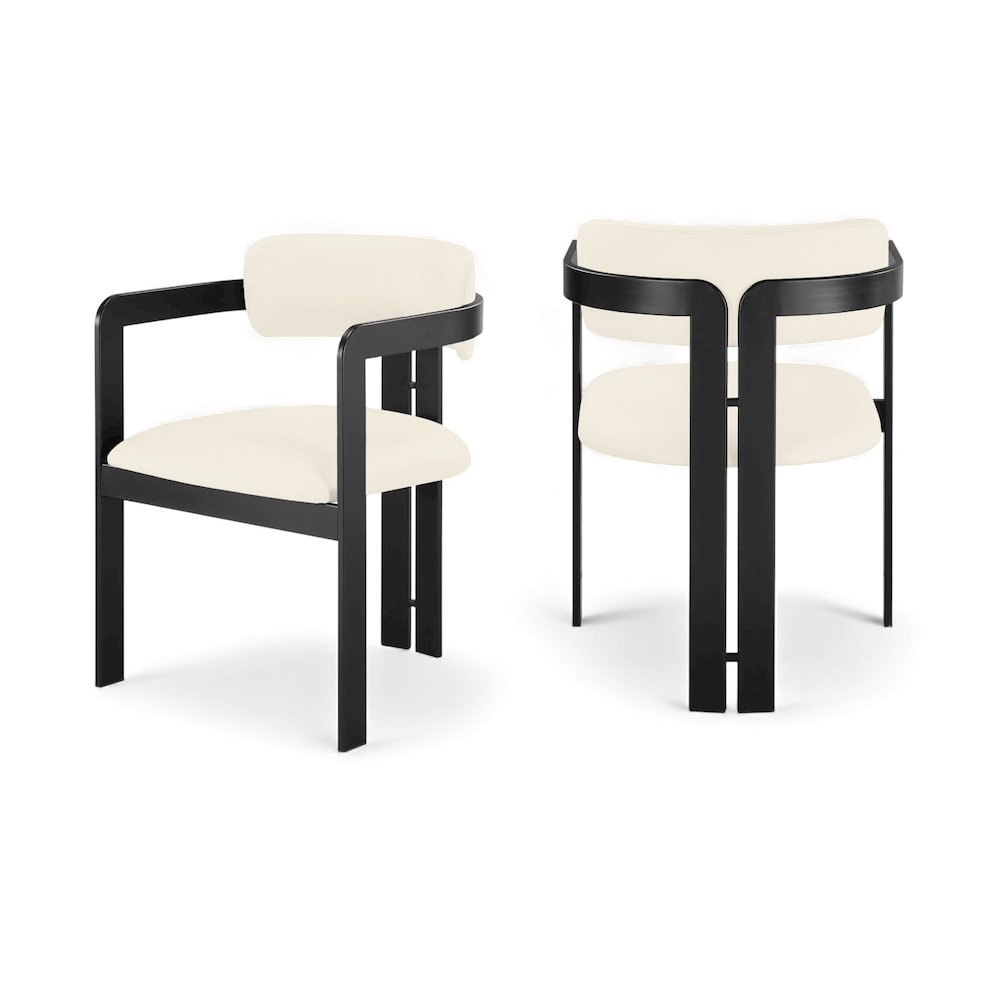 Aurum Cream Vegan Leather Upholstered Dining Chair, Set of 2