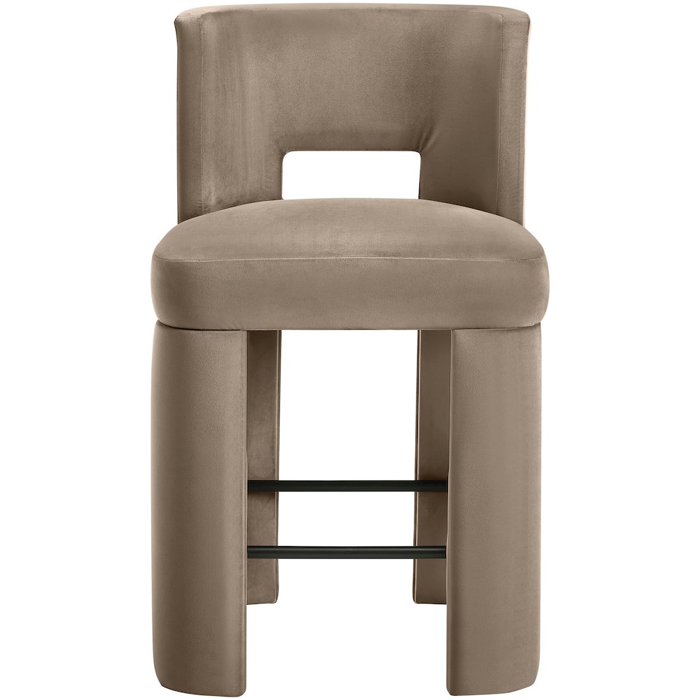 Zuno Taupe Velvet Performance Fabric Upholstered Counter Stool