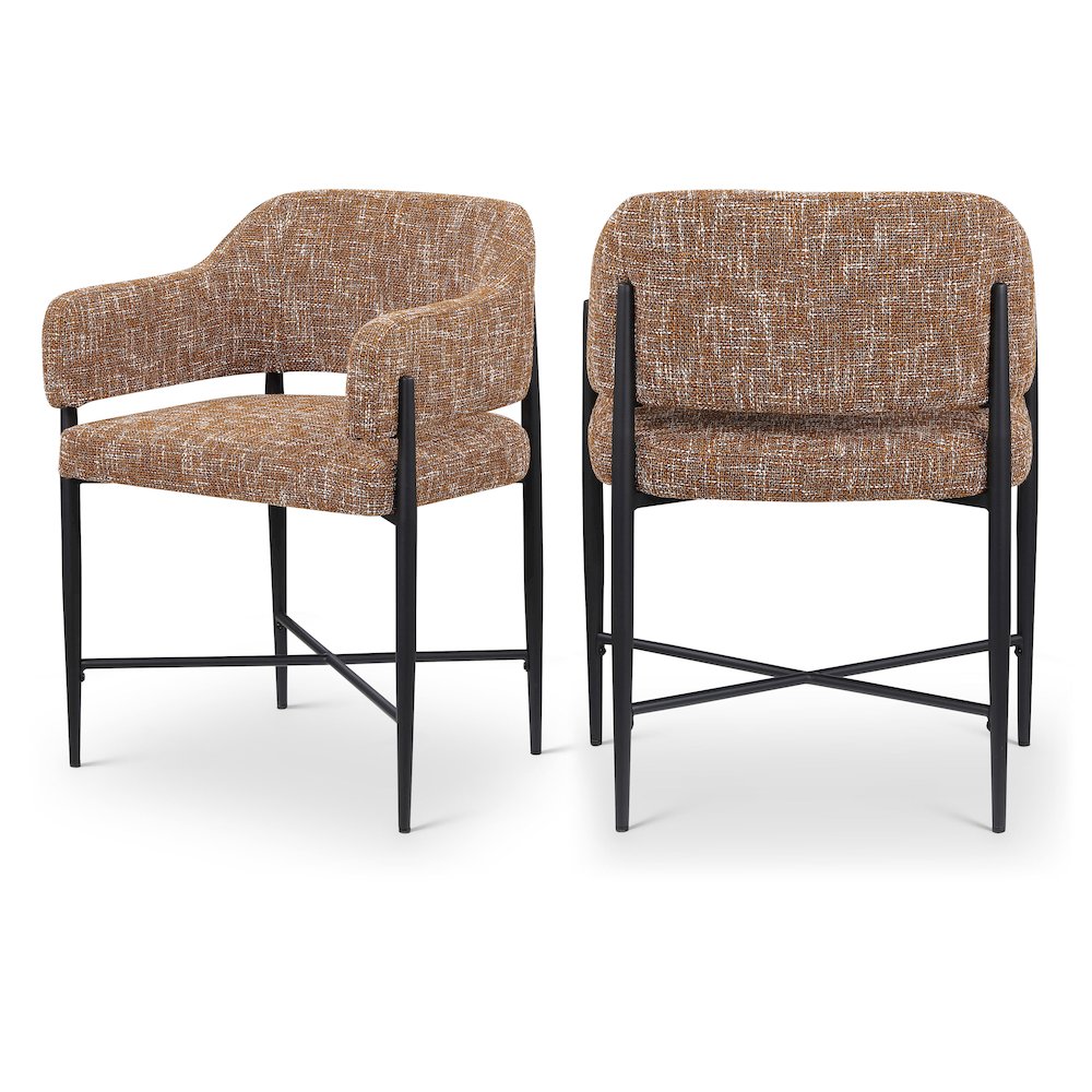 Dame Cognac Fabric Upholstered Dining Chair, Set of 2