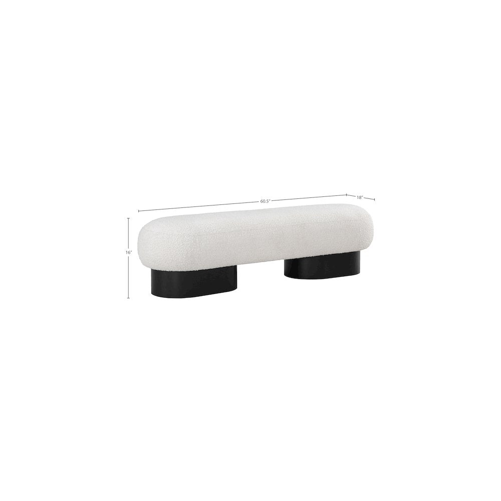 Robertson Cream Boucle Fabric Bench