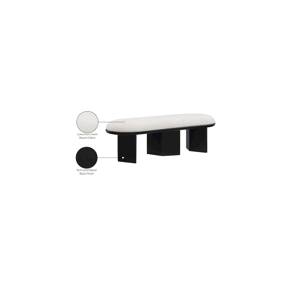 Wilshire Cream Boucle Fabric Bench
