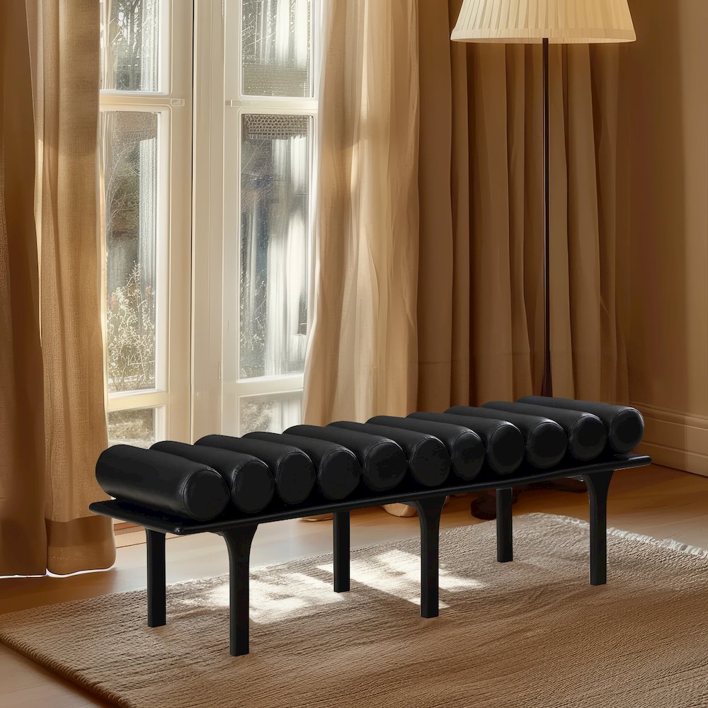 Landon Black Vegan Leather Bench