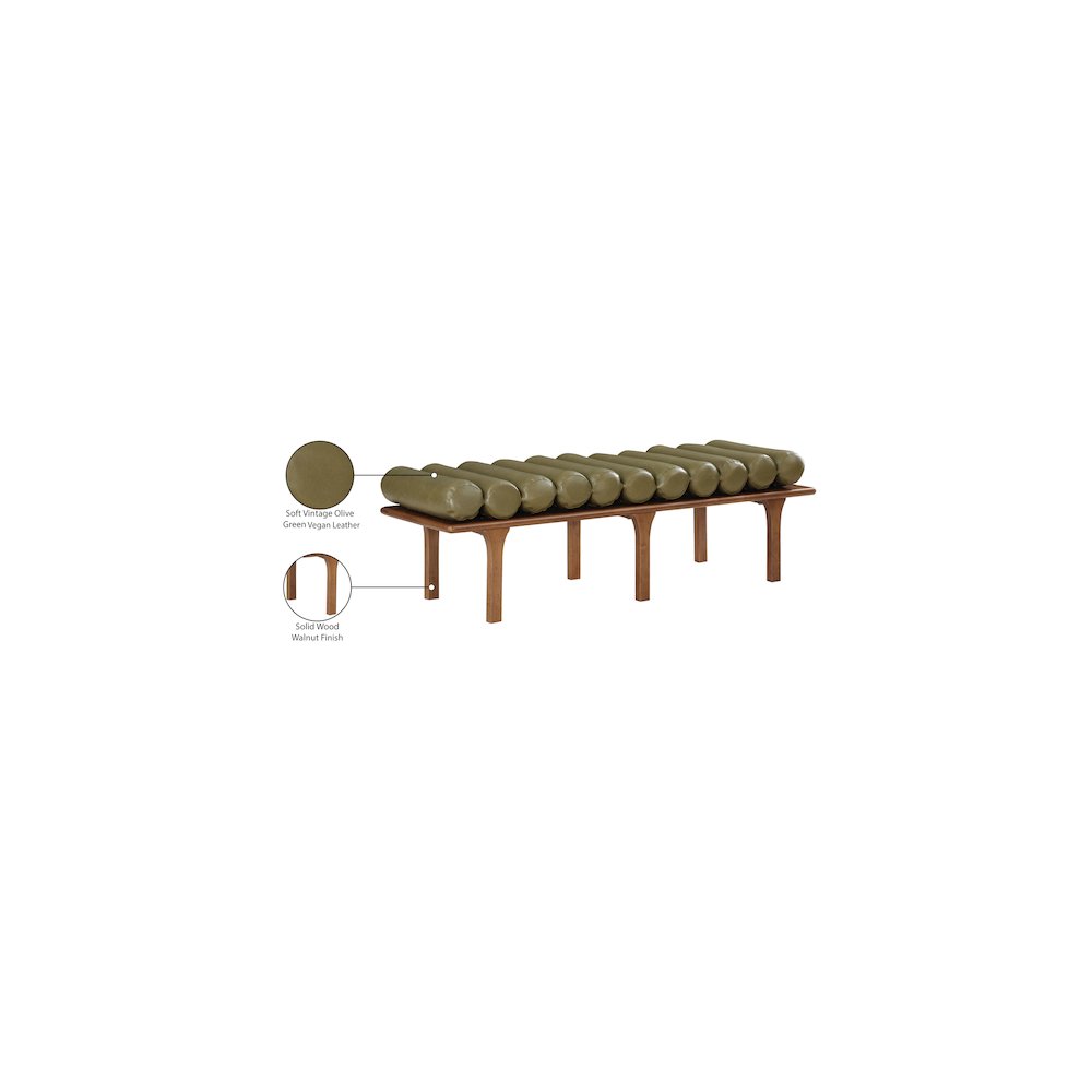 Landon Olive Green Vegan Leather Bench