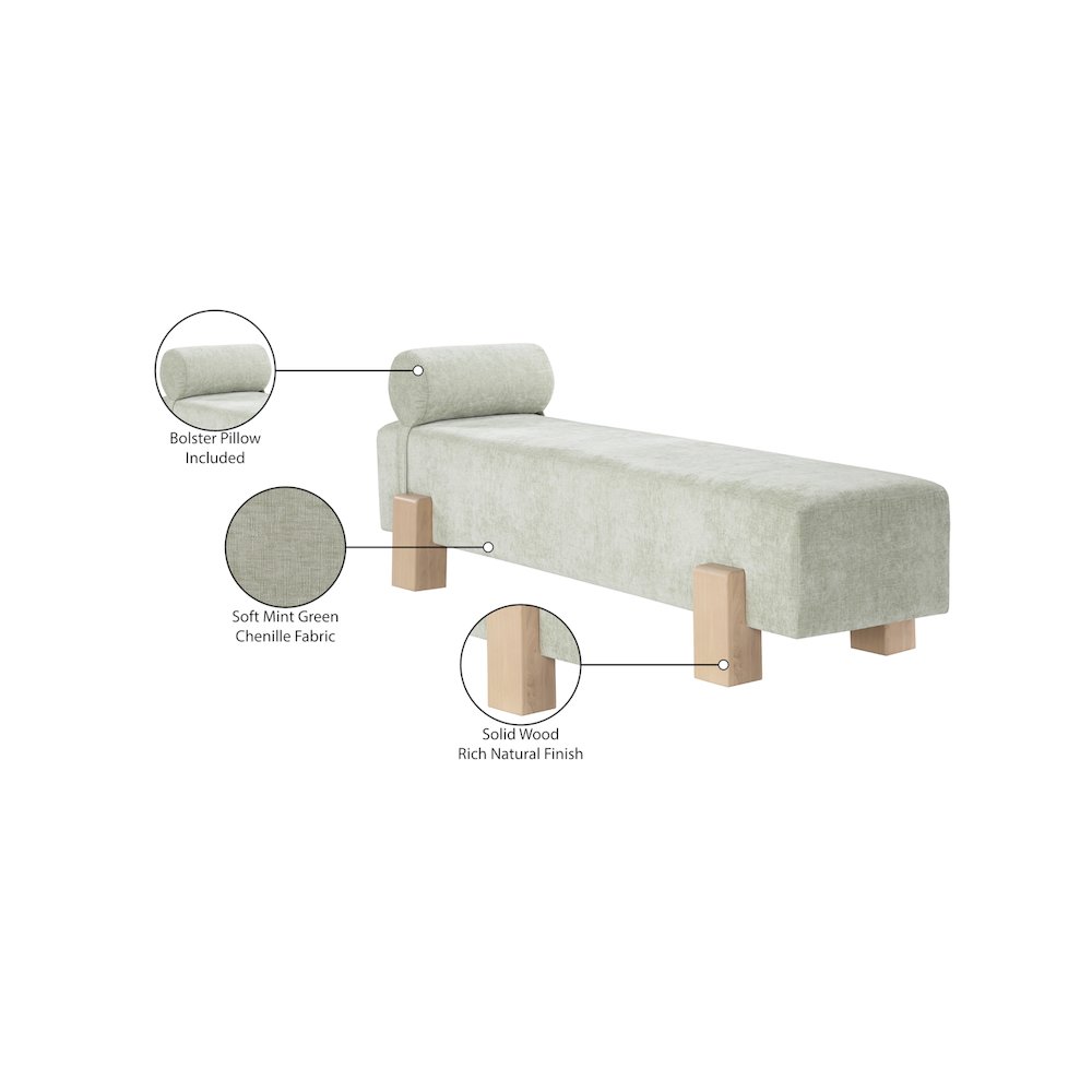 Edison Mint Green Chenille Fabric Bench