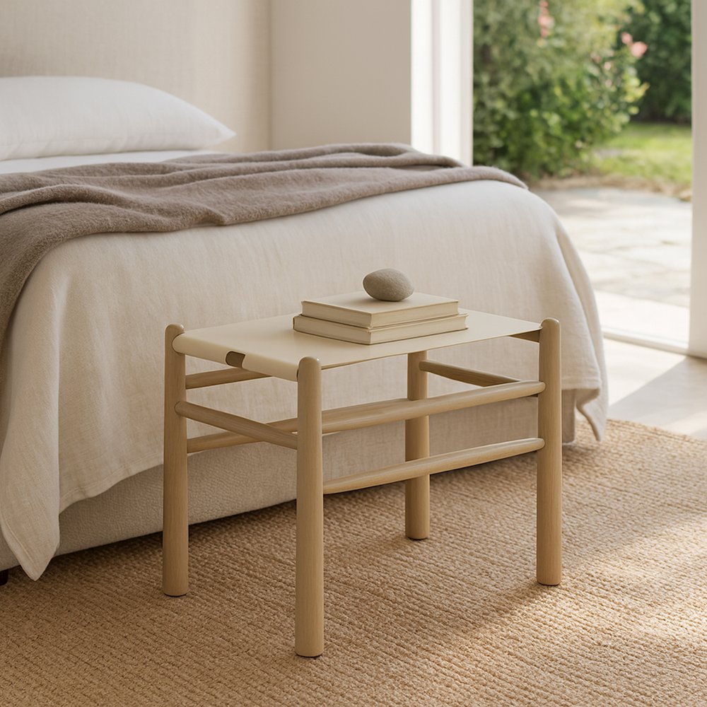 Santos Cream Vegan Leather Upholstered Bench