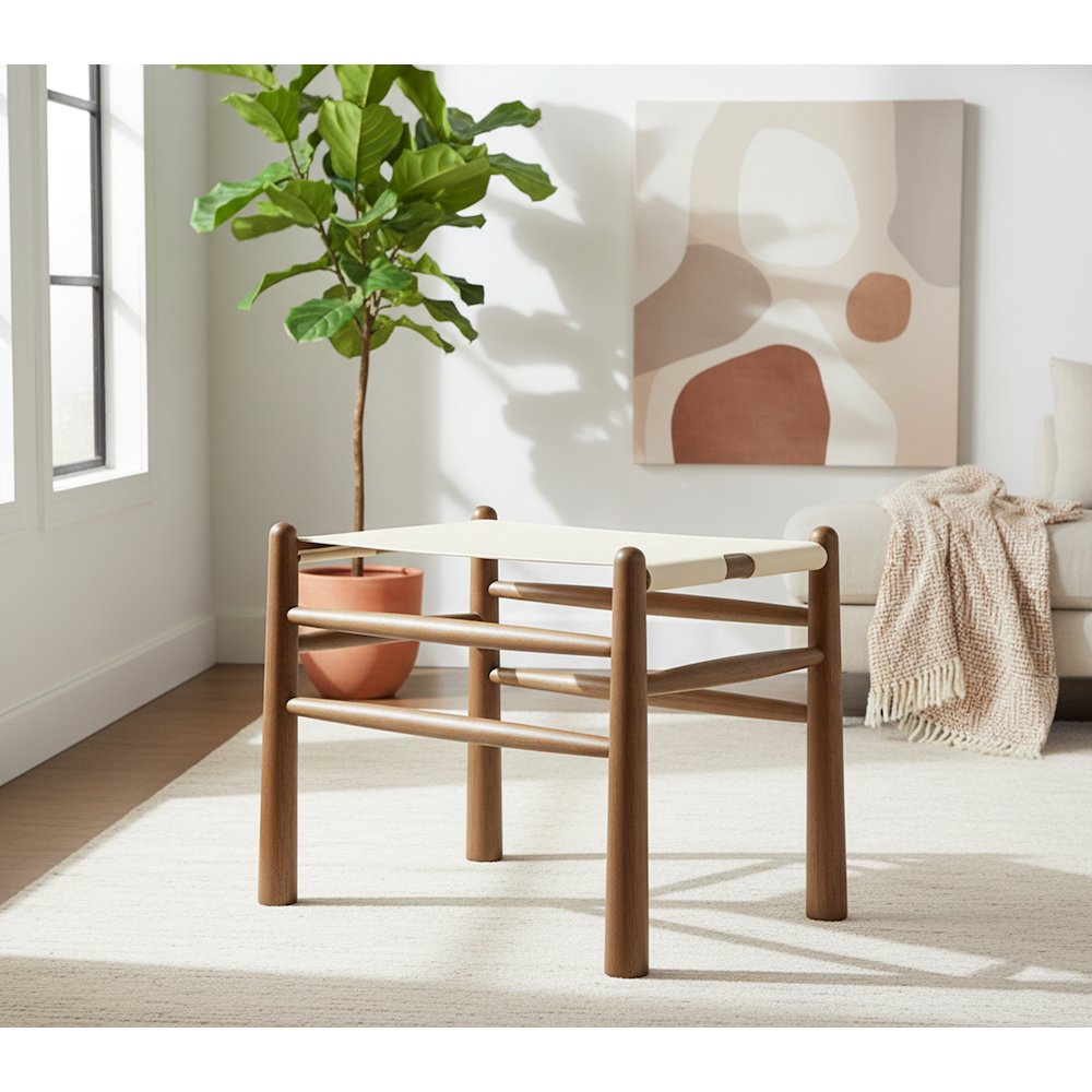 Santos Cream Vegan Leather Upholstered Bench