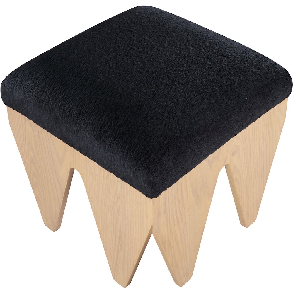 Altair Black Velour Fur Fabric Bench