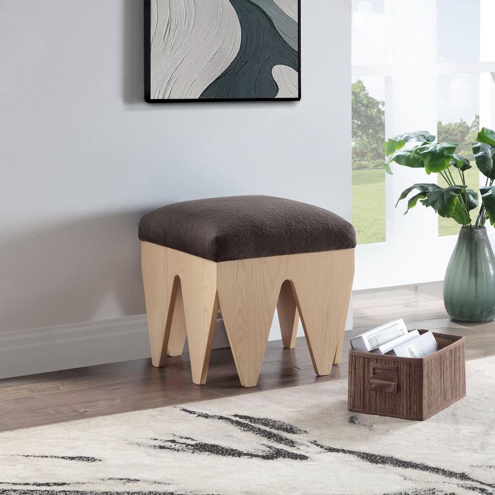 Altair Brown Velour Fur Fabric Bench