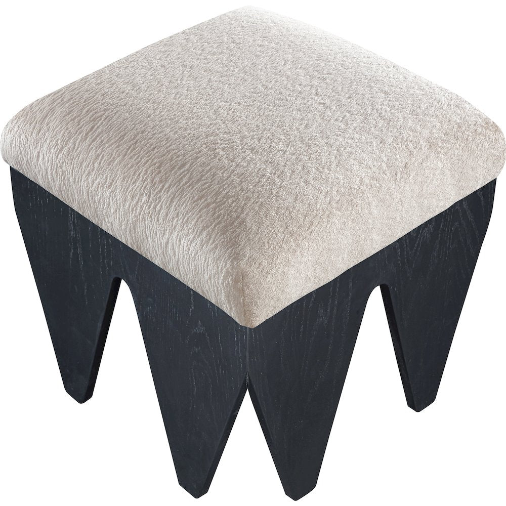 Altair Beige Velour Fur Fabric Bench