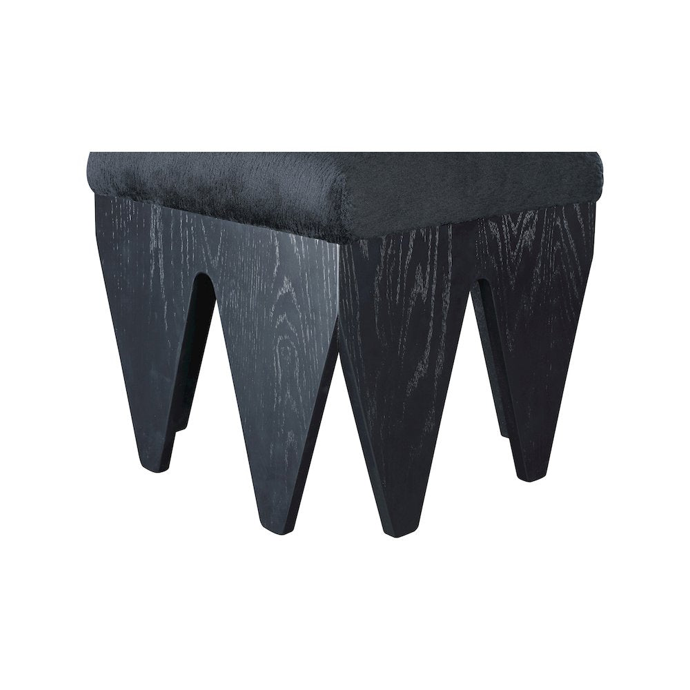 Altair Black Velour Fur Fabric Bench