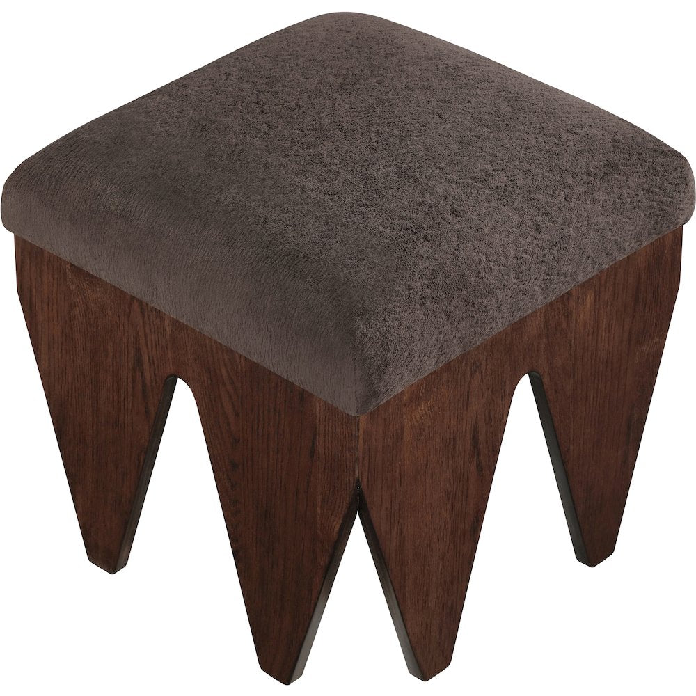 Altair Brown Velour Fur Fabric Bench