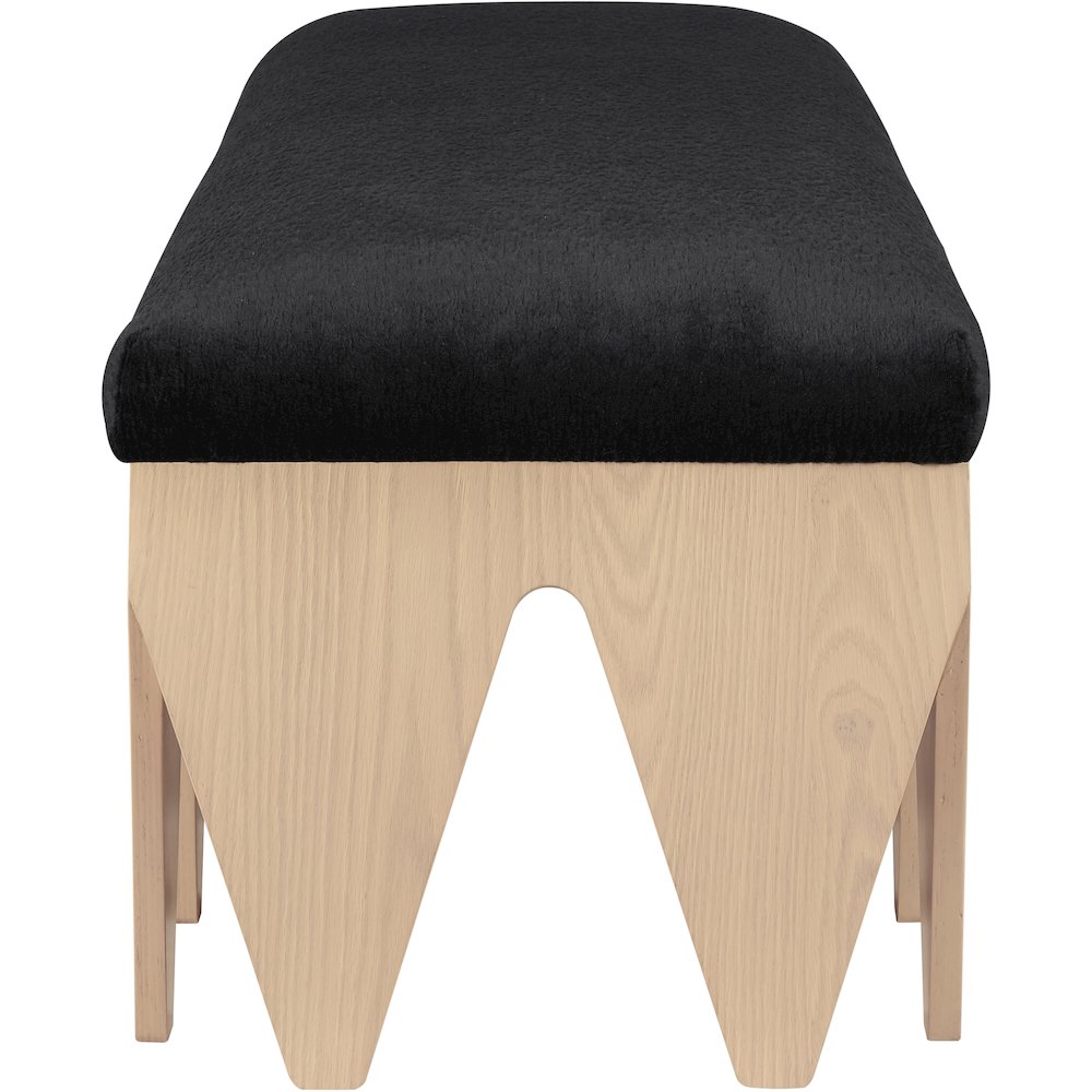 Altair Black Velour Fur Fabric Bench