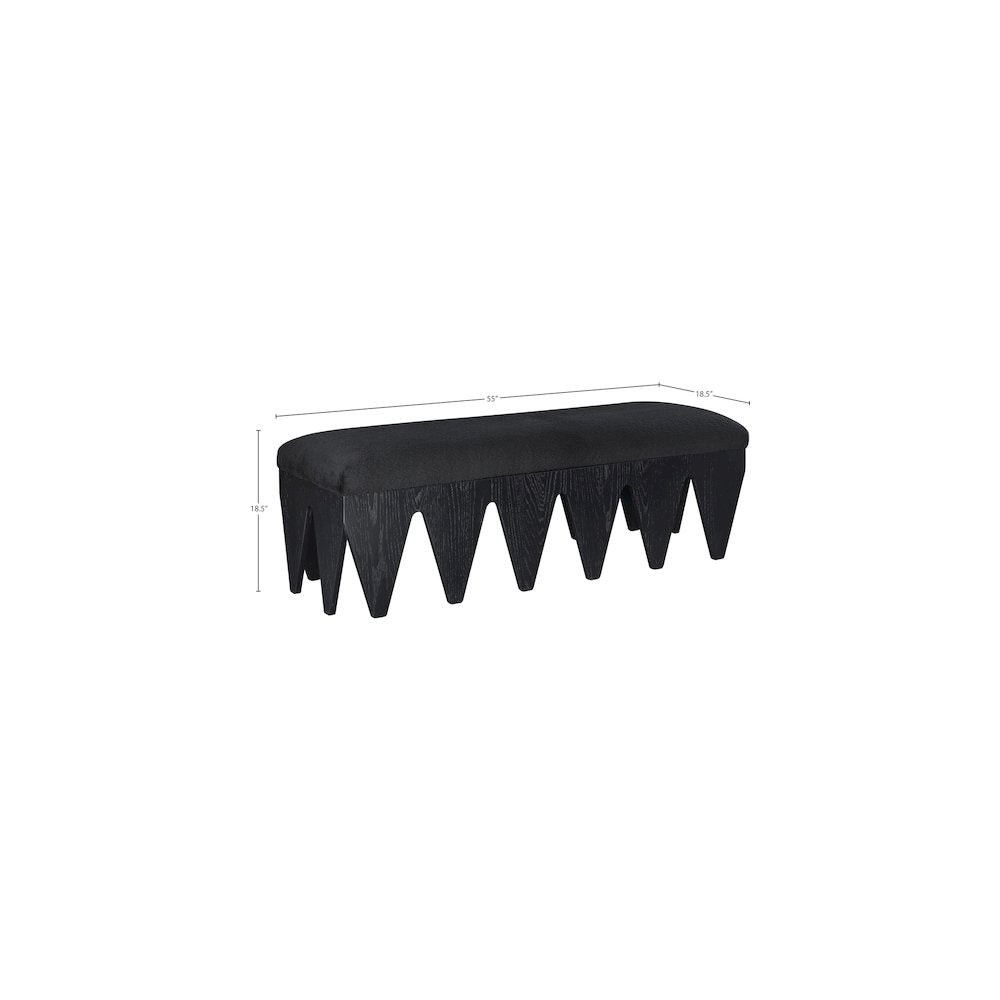 Altair Black Velour Fur Fabric Bench