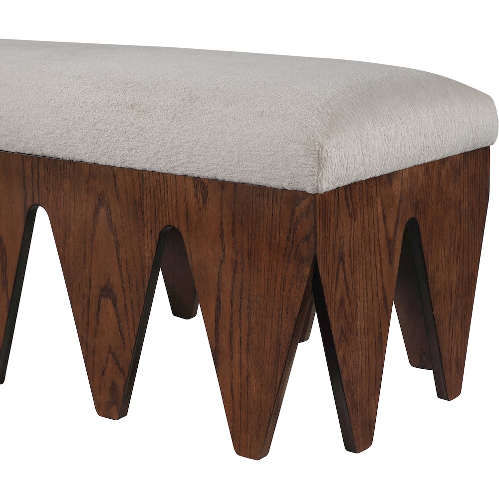 Altair Beige Velour Fur Fabric Bench